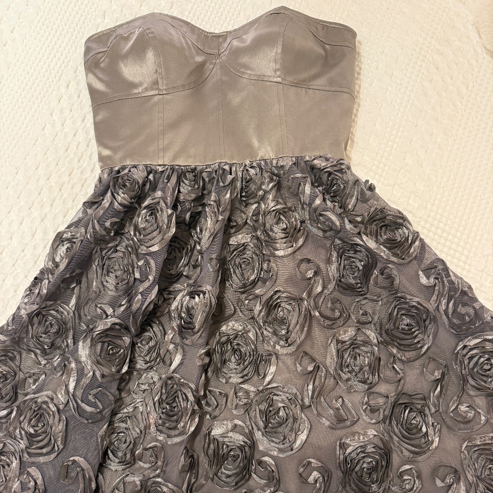 Adrianna Papell Cocktail Dress, Corset Top, Sage Green Floral Tulle Skirt